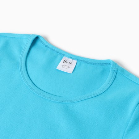 T-shirt female o-shaped neckline, blue color, size 48-1