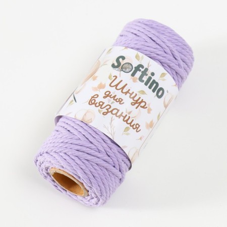 Knitting cord 100% cotton, width 3mm 25m 80g "Lilac" 4.5x4.5x10 cm-1