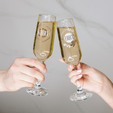 A set of champagne glasses “Bride and Bride”, 2 pieces, 200 ml, type of drawing: Decol
