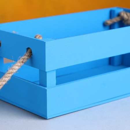 Wooden Kashpo 24.5 × 13.5 × 9 cm "Toroshka light" rheck, handle rope, blue give beautifully-3