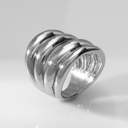 Ring Metal "Trend" 4 waves, color silver, size 16-2