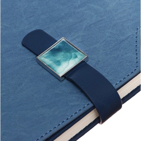 Organizer on the rings of A6+, 80 sheets, leatherette, with a stream, a line, with a handle, in a gift box, blue-4