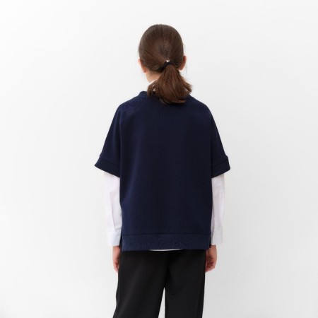 Minaku girl's vest: School Collection, dark blue color, height 152 cm-3