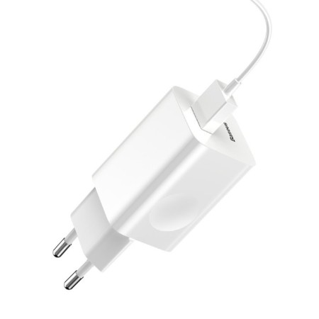 Charger Baseus BX02 Quick Charm USB, 3A, 24W, white-1