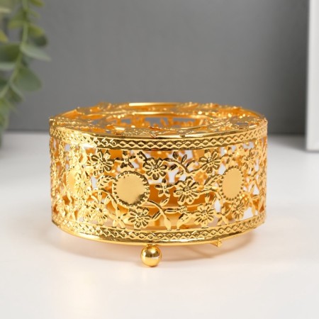 Summary metal per 1 candle "Circle. Wreath of leaves" gold d = 5.5 cm 11x11x5.6 cm-3