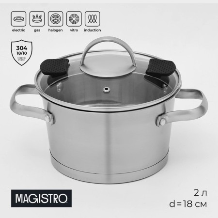 Stainless steel pan Magistro Hitech Steel, 2 l, d = 18 cm, h = 11 cm, induction