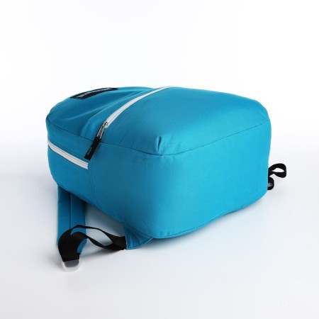 A backpack with a zipper, external pocket, blue color-4