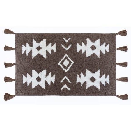 Arya Home Norris bathroom mat, size 50x80 cm, brown color, white