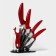 Kitchen kit on the stand “bend”, 5 objects: 4 knife, blade 7.5 cm, 10 cm, 13 cm, 15 cm, vegetable cleaning, red color