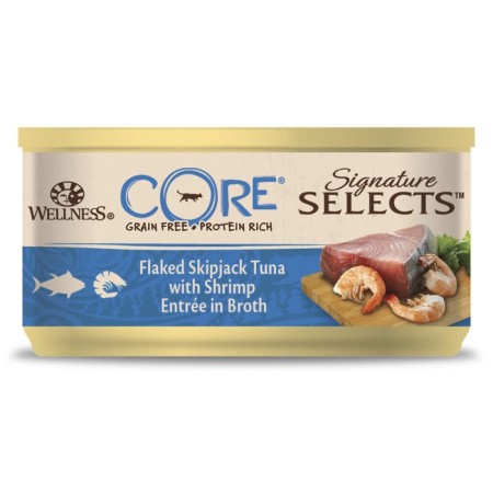 Canned Core Signature Selects for cats, tuna/shrimp, pieces in broth, 79 g