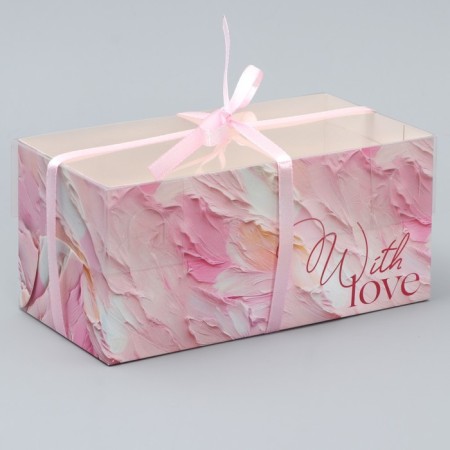 Capcake box, confectionery packaging, 2 cells “only love”, 16 x 8 x 7.5 cm