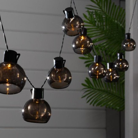 Garland “era” “thread” 3.8 m with nozzles “light bulbs”, IP44, dark thread, 10 LED, white glow, 1 mode, solar battery