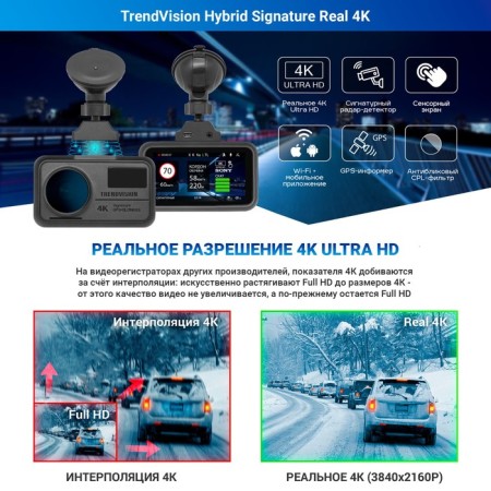 DVR with a radar-detector Trendvision Hybrid Signature Real 4k-15