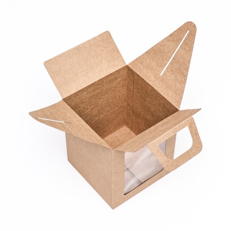 Folding box with a window, craft, 15 x 15 x 18 cm-2