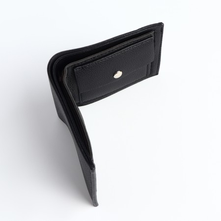 Male purse without fastening, department for cards, coins, black color-4