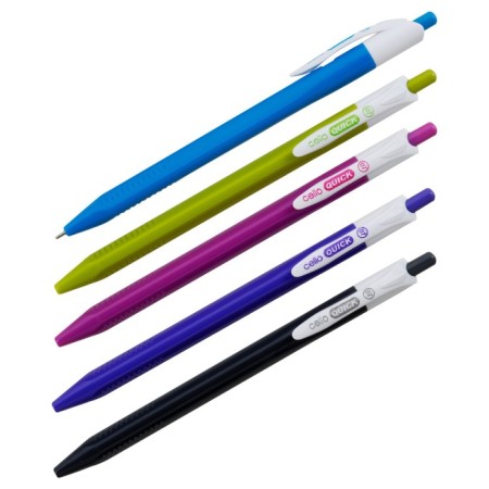Handle Automatic Cello "Quick" needle node 0.7mm, blue ink, trihedral body mix