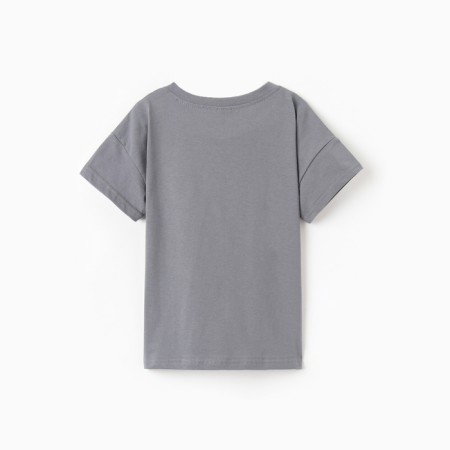 Baby T-shirt with a lowered shoulder, dark gray color, height 140 cm-3
