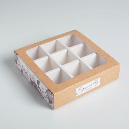 Box for sweets, confectionery packaging, 9 cells, Special for You, 14.5 x 14.5 x 3.5 cm-1