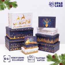 A set of boxes 10 in 1 “Fairytale deer”, 30.5 x 19 x 12.5 - 12 x 7 x 4 cm