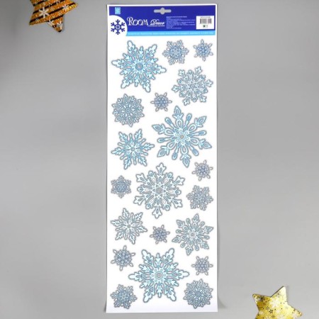 Decorative sticker Room Decor "Snowflakes with sparkles" 21x53 cm