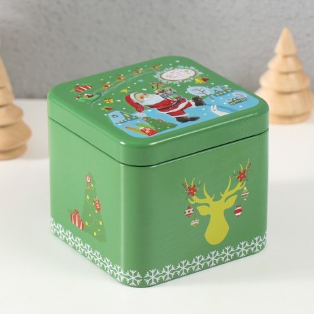 Casket Metal Square "New Year's delivery" 7.5x7.5x6.5 cm