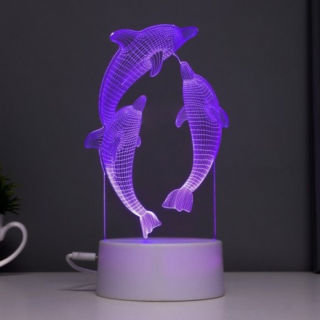 Sensor Lamp "dolphins" LED 7 USB colors/from batteries white RISALUX-6