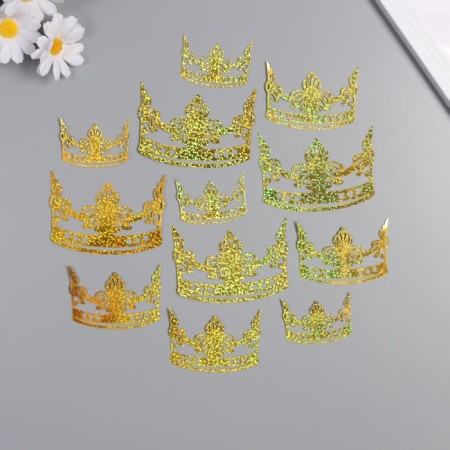 Stick paper, Tiara plastic holography gold set 12 pcs 3 sizes