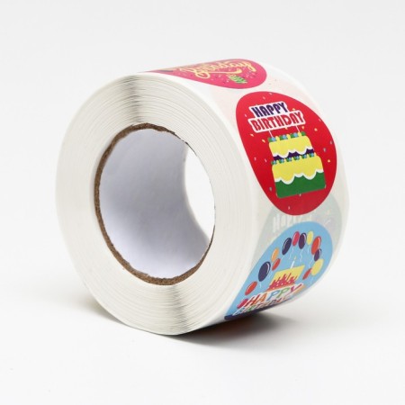 Stickers in the Roll "Birthday", 500 pcs, 3.8 x 3.8 cm-2