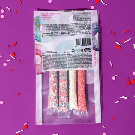 Sprinkling confectionery "Parf", pink mix, 20 g-2