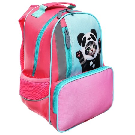 School backpack, 37 x 26 x 13 cm, ergonomic back, calligrata orth "cat panda"-5