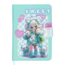 Notebook Gift Book 96l, line, with a knife, cut with a pattern of the cover, anime (12.9x9cm) 10539