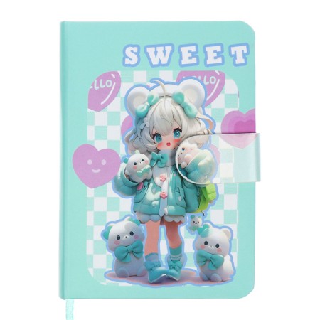Notebook Gift Book 96l, line, with a knife, cut with a pattern of the cover, anime (12.9x9cm) 10539