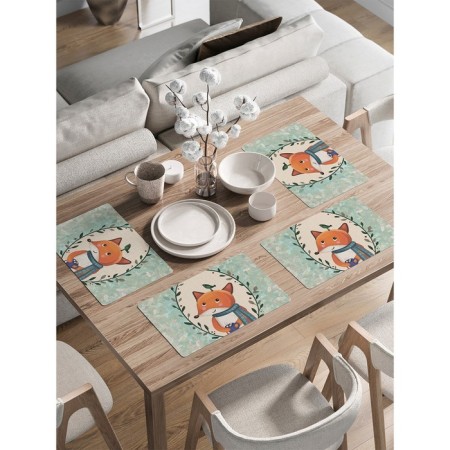 A set of napkins for setting the Table "Fox and Bird", rectangular, rounded edges, size 30x46 cm, 4 pcs