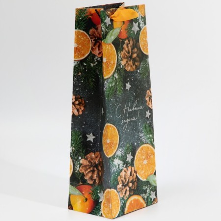 Package for a bottle of craft "New Year's mood", 13 x 36 x 10 cm, New Year-2