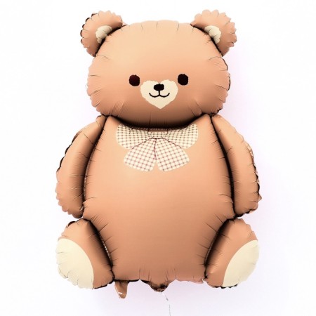 Foil ball 35 “Bear with a bow”, under the air, matte, chocolate color