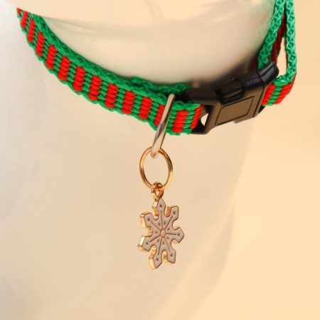 Collar + New Year's suspension "Snowflake", 30 x 1 cm, kapron, green-1