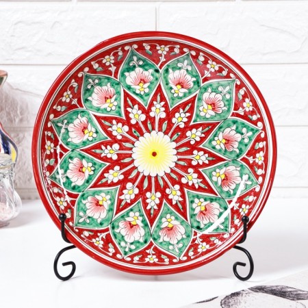 Largan Rishtan ceramics "Flowers", 25 cm, red-1
