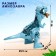 Rex dinosaur, with a bone, works from batteries, light and sound, blue color