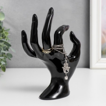 Souvenir polystone stand for jewelry "Hand" black 16.5x8 cm