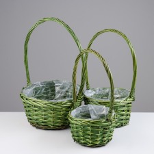 A set of baskets, 3 pcs, 28 × 14/45 cm, 24 × 13/41 cm, 19 × 11/37 cm, willow