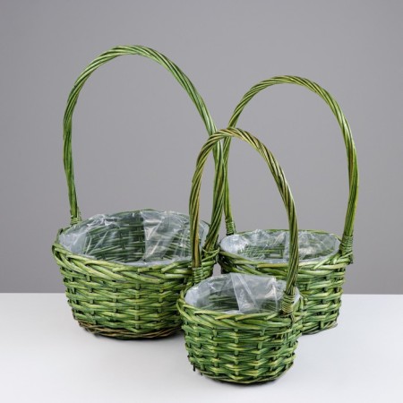 A set of baskets, 3 pcs, 28 × 14/45 cm, 24 × 13/41 cm, 19 × 11/37 cm, willow