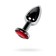 Anal plug Metal by Toyfa, silver, ruby, 7.1 cm, d = 2.7 cm