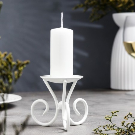 Summary "Vesel N" metal per 1 candle, 9.5x7.6 cm, white