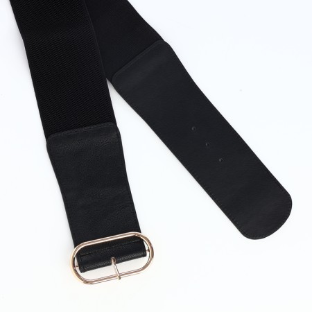 Women's belt, width 7 cm, black color-4