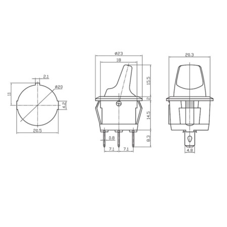 Switch Clay Round 250V 6A (3C) On-OFF Blue Rexant (Rack of 12V)-5