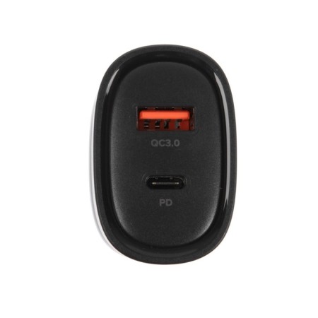 Network charger PERO TC11, USB, USB-C, 3 A, fast charging, black-2