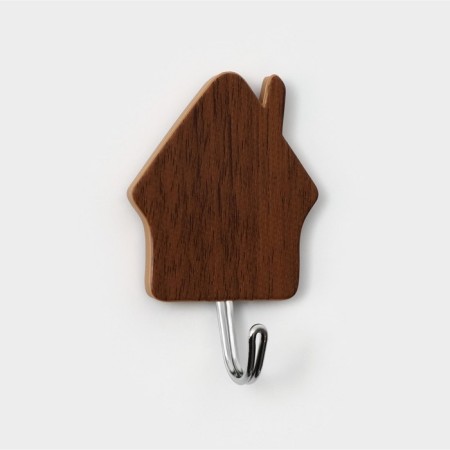 Hooks of self -adhesive deed "wooden houses", 3 pcs, a dark tree color-3
