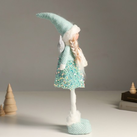 Interior doll "Angel in a turquoise outfit with sequins, silver wings" 49 cm-1