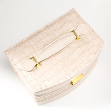 Casket to the leatherette for jewelry "Cream. Gloss and python" 13x21.5x15 cm-3