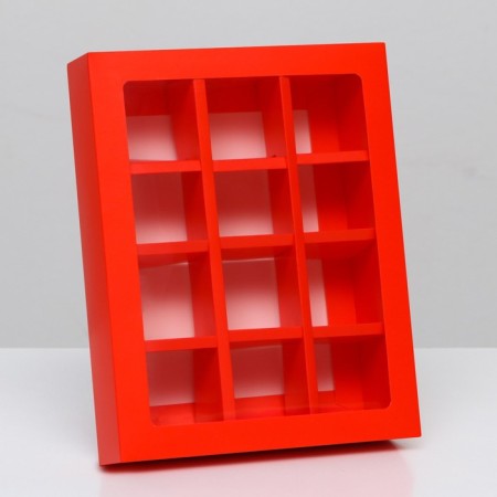 Box for sweets, 12 pcs, scarlet, 19 x 15 x 3.5 cm